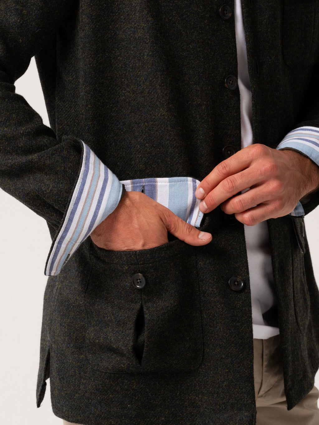 Wool Safari Jacket - Artillery Green