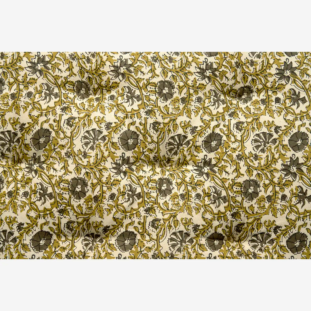 Olive Green Block Printed Cotton Mattress | Scandinavian Outdoor Living