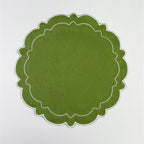 Sage Green Round Scalloped Placemats - Set of 2