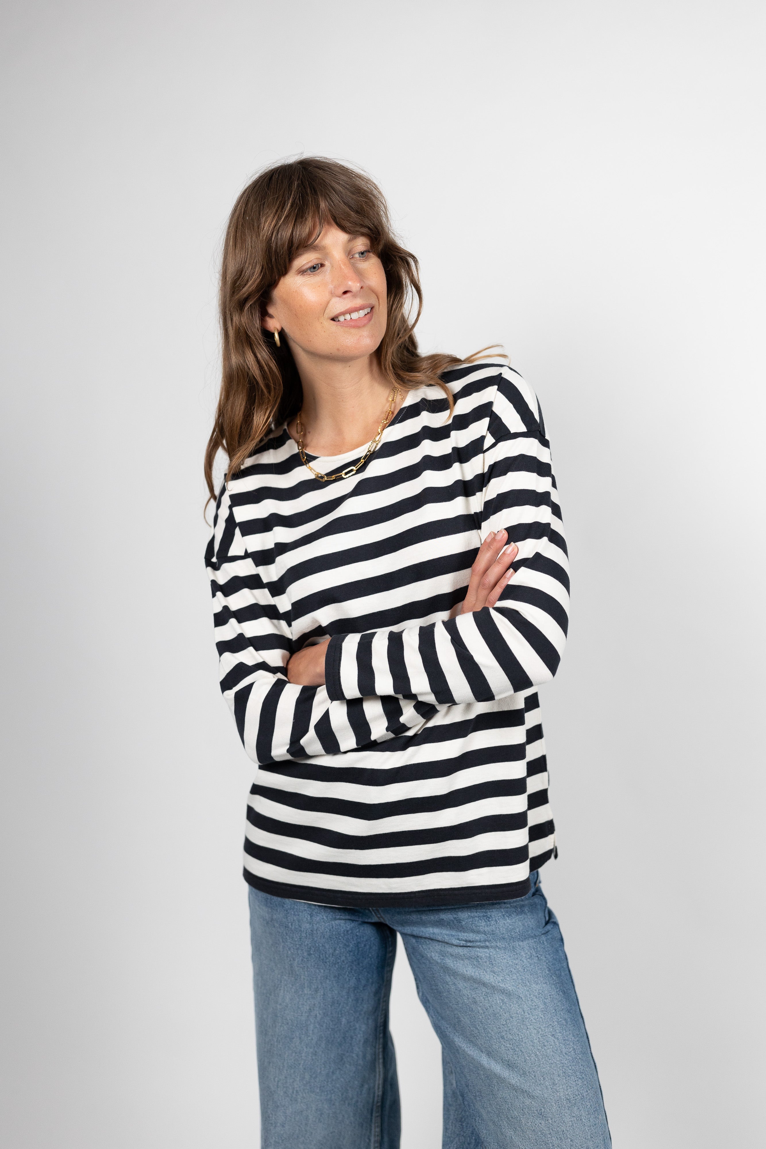 Sam Midweight Organic Cotton Black Stripe T-Shirt