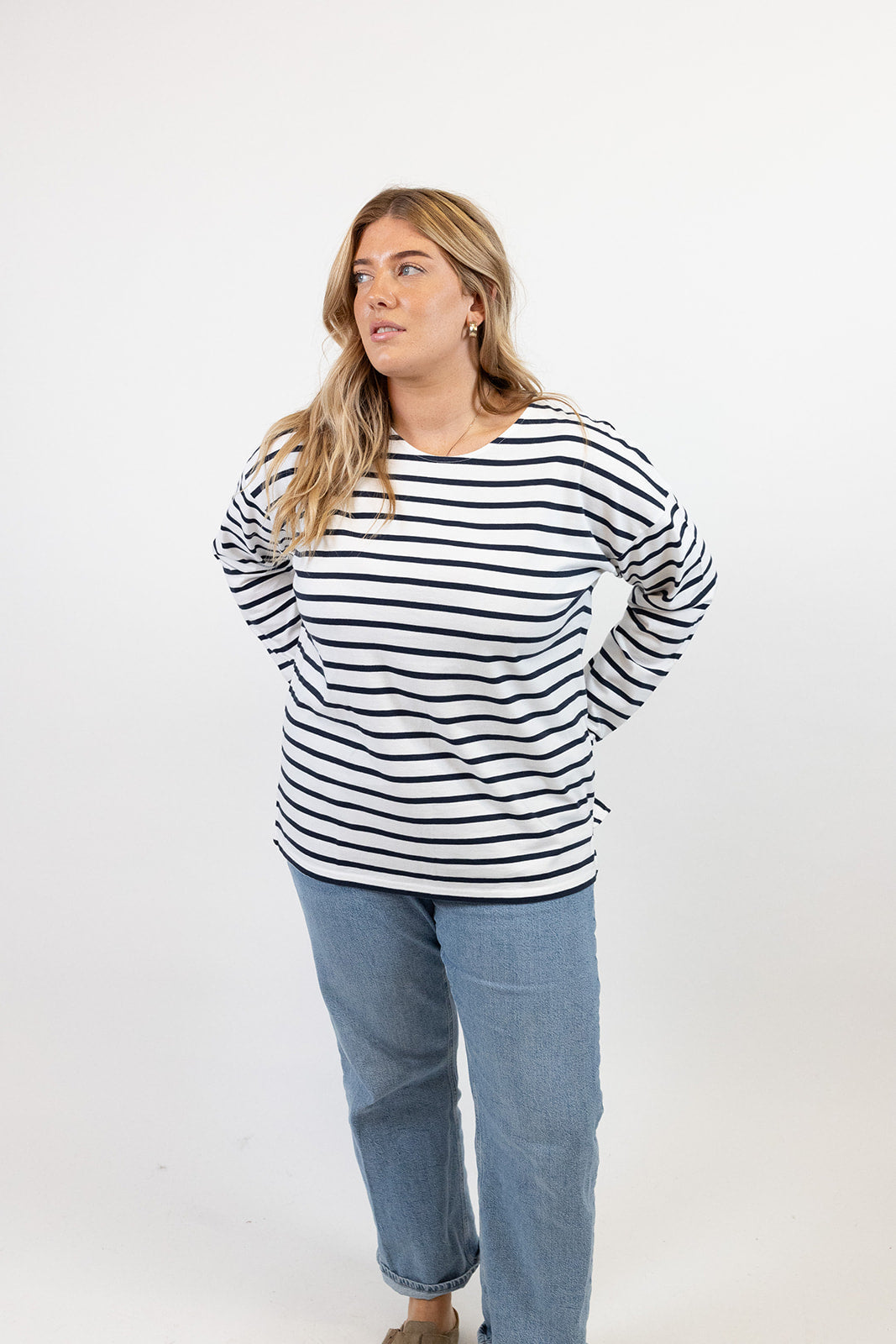 Sam Midweight Organic Cotton Navy Breton T-Shirt