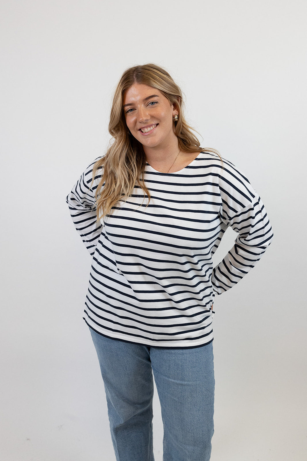 Sam Midweight Organic Cotton Navy Breton T-Shirt