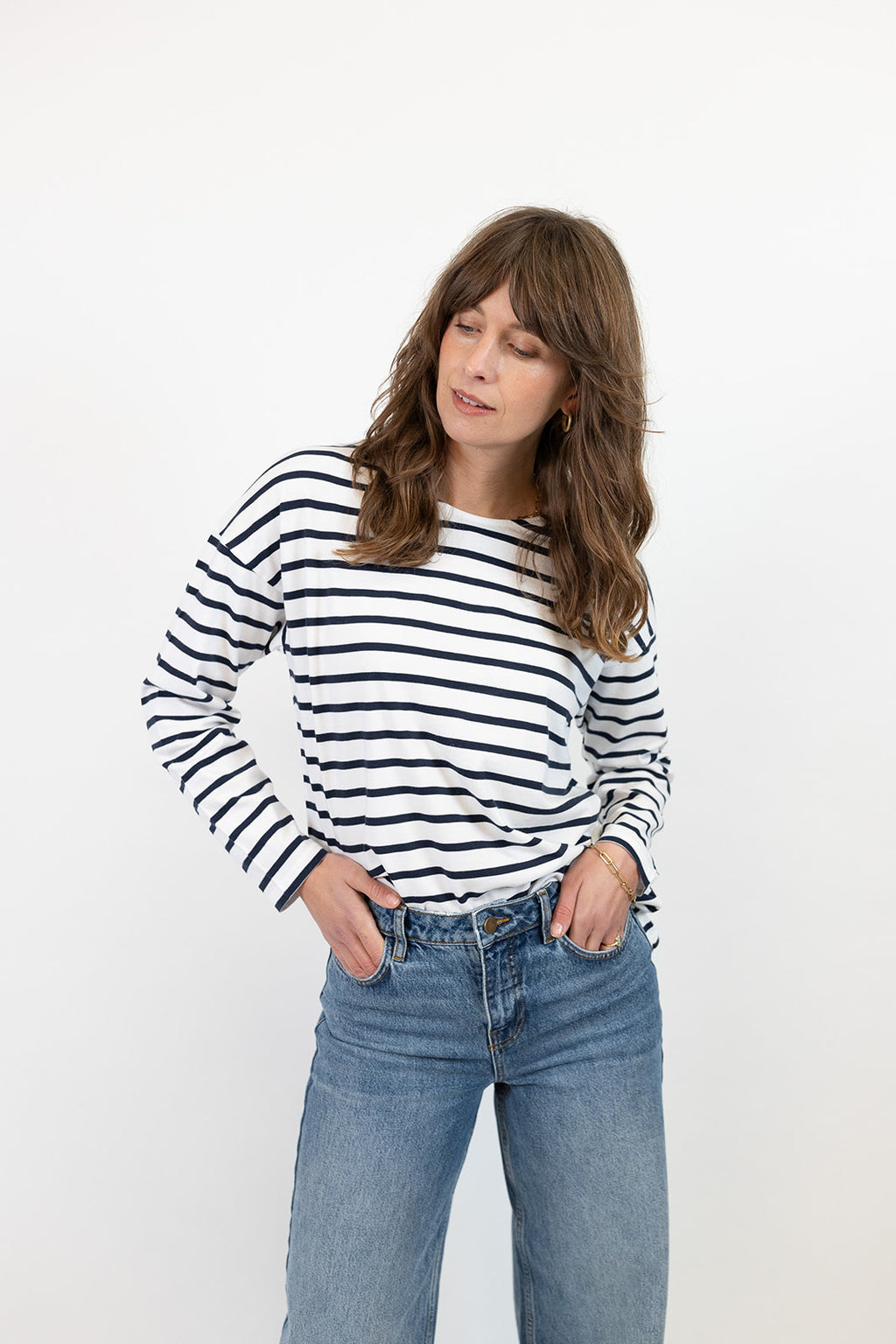 Sam Midweight Organic Cotton Navy Breton T-Shirt
