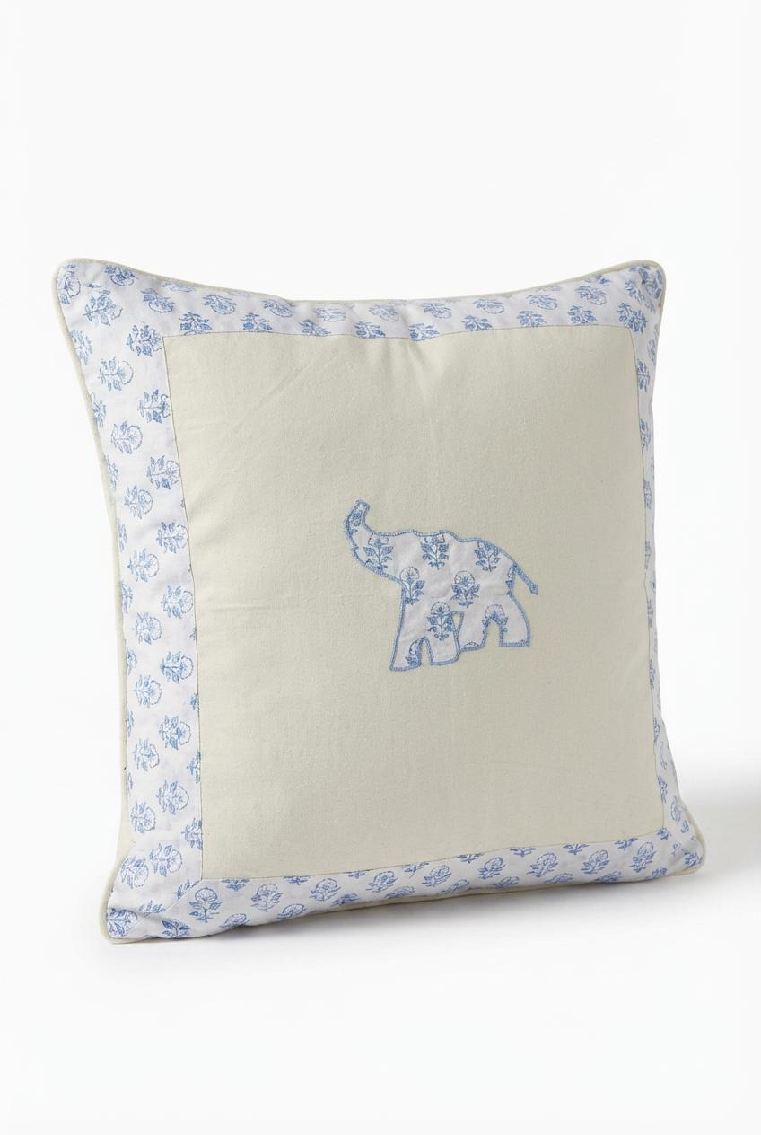 Blue Elephant Nursery Cushion Cover