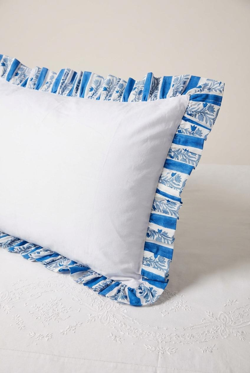 Blue Organic Cotton Poplin Pillowcase