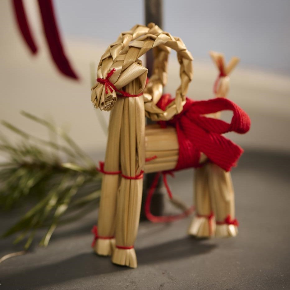 Scandi Christmas Straw Goat Hanging Tree Decoration | 2 Sizes