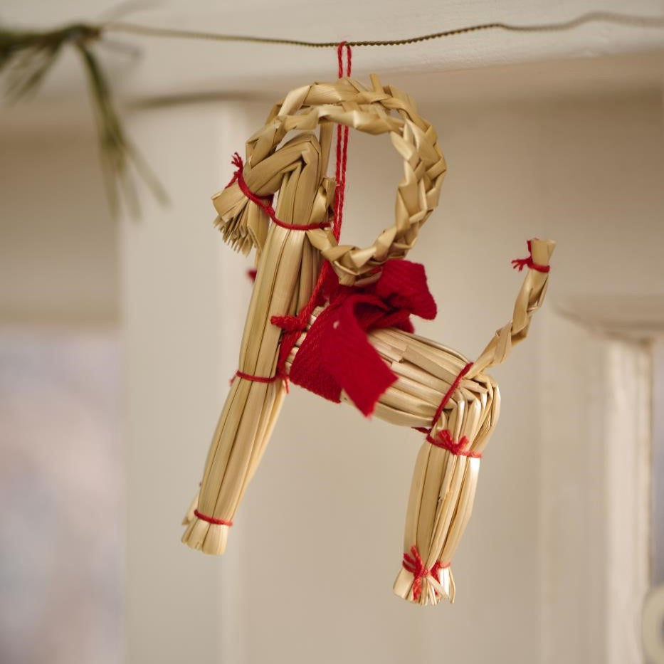 Scandi Christmas Straw Goat Hanging Tree Decoration | 2 Sizes