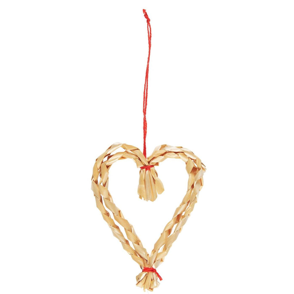 Scandi Christmas Straw Heart Tree Decoration | Set of 3