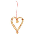 Scandi Christmas Straw Heart Tree Decoration | Set of 3