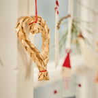 Scandi Christmas Straw Heart Tree Decoration | Set of 3
