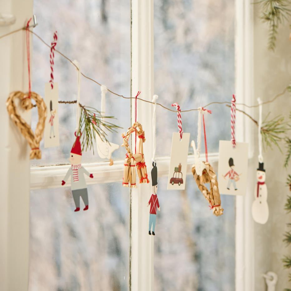 Scandi Christmas Straw Heart Tree Decoration | Set of 3