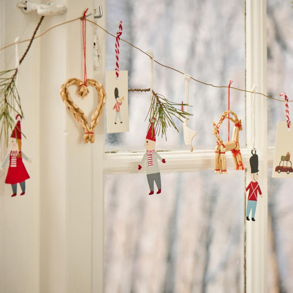 Scandi Christmas Straw Heart Tree Decoration | Set of 3