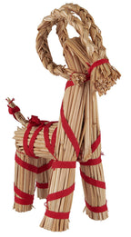 Scandi Straw Christmas Goat With Red Ribbon | Three Sizes