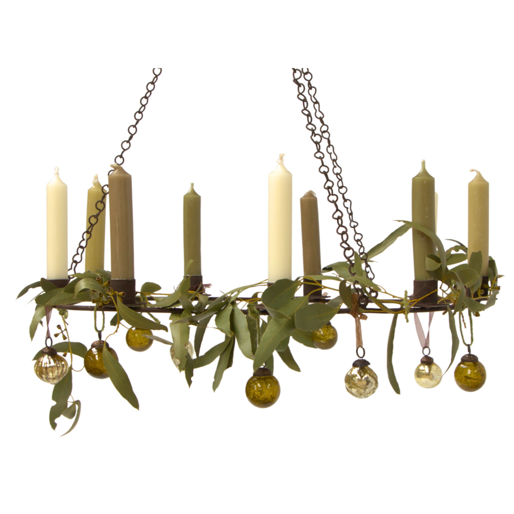 Scandinavian Rustic Hanging Candle Holder Wreath - 9 Candles