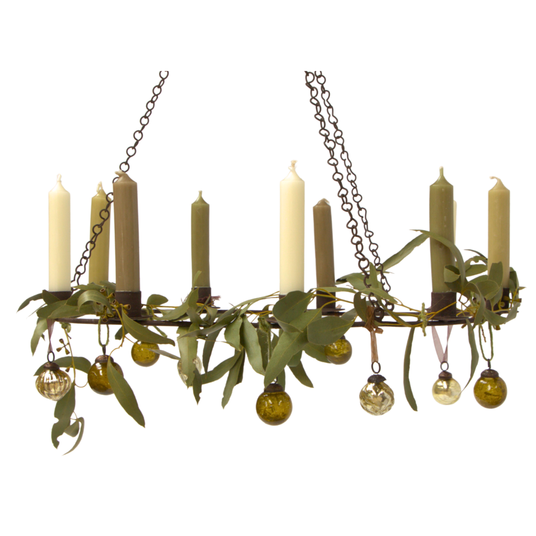 Scandinavian Rustic Hanging Candle Holder Wreath - 9 Candles
