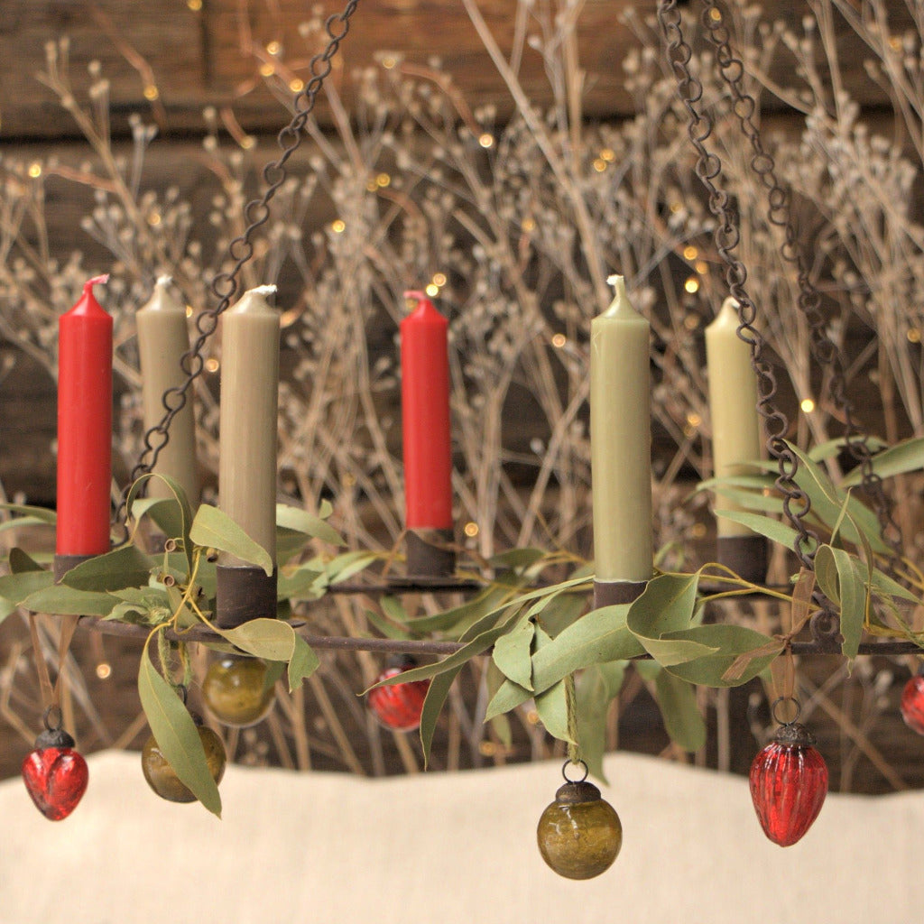 Scandinavian Rustic Hanging Candle Holder Wreath - 9 Candles