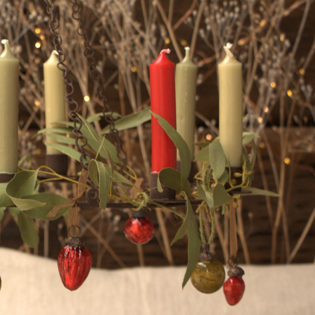 Scandinavian Rustic Hanging Candle Holder Wreath - 9 Candles