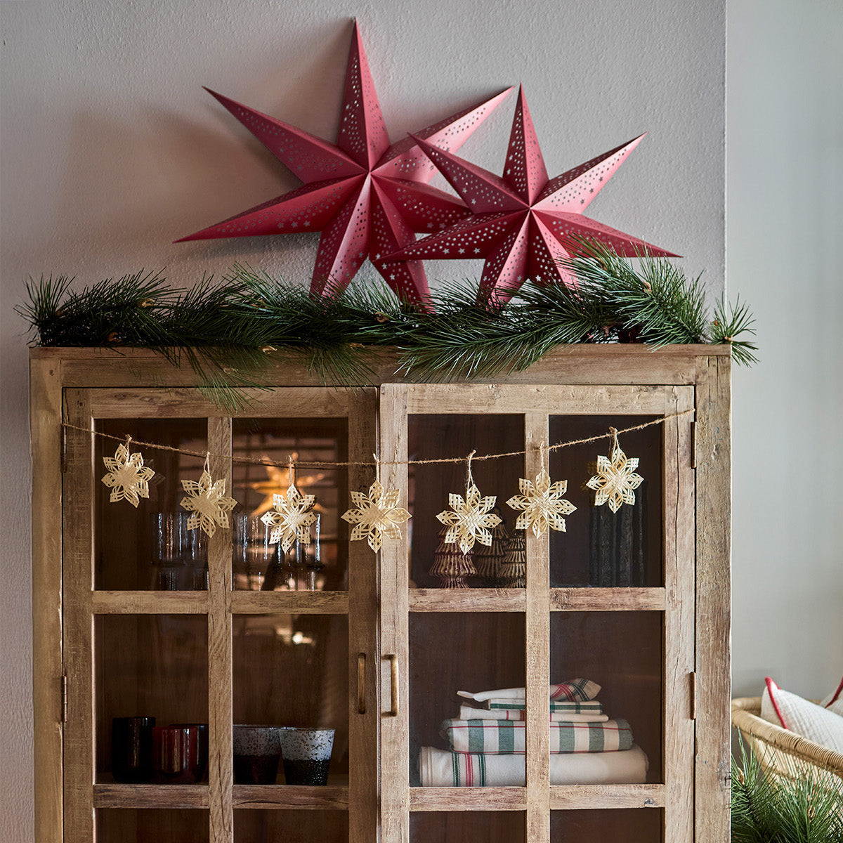 Scandinavian Braided Wood Snowflake Decoration | 3 Sizes