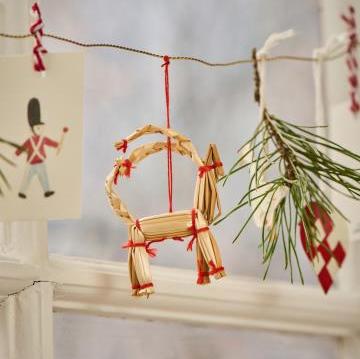 Scandi Christmas Straw Goat Hanging Tree Decoration | 2 Sizes