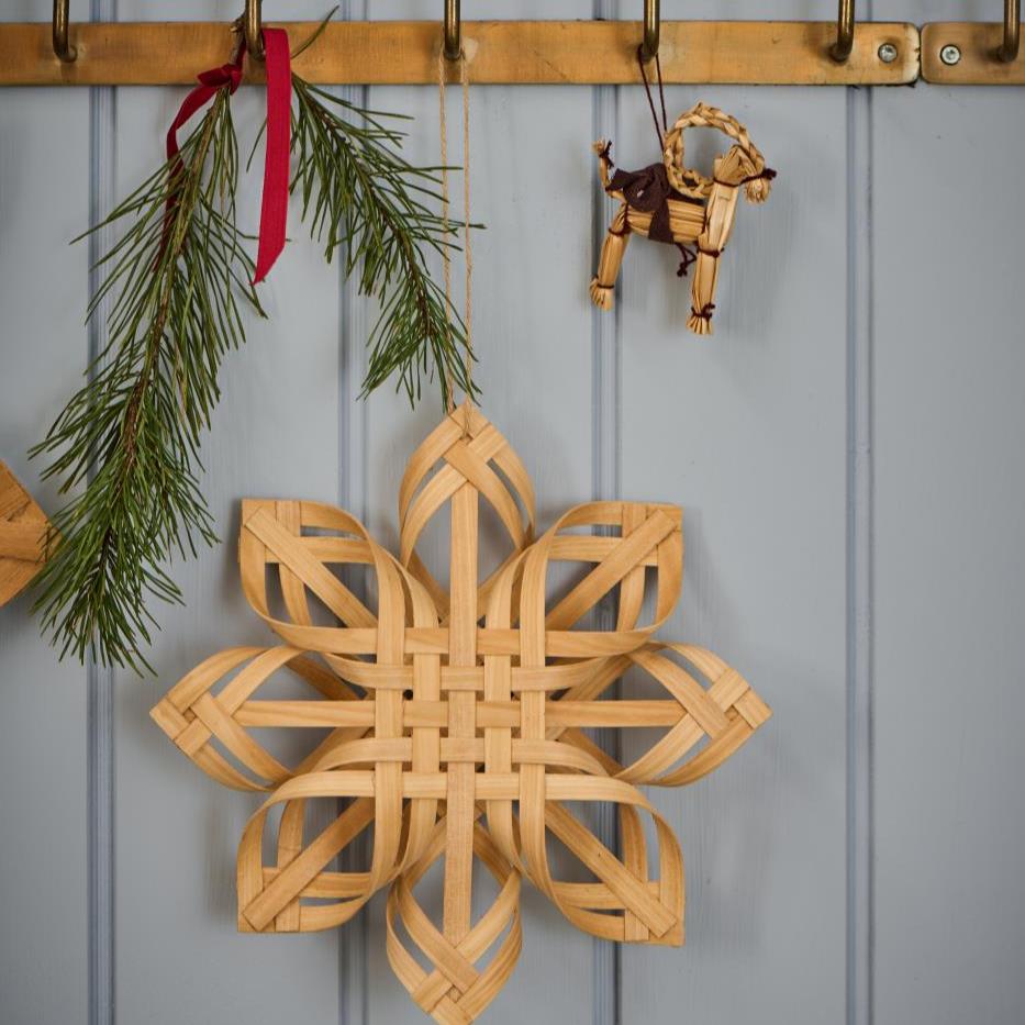 Scandinavian Braided Wood Snowflake Decoration | 3 Sizes