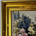 Vintage Oil on Canvas - Still Life Flowers in a Vase