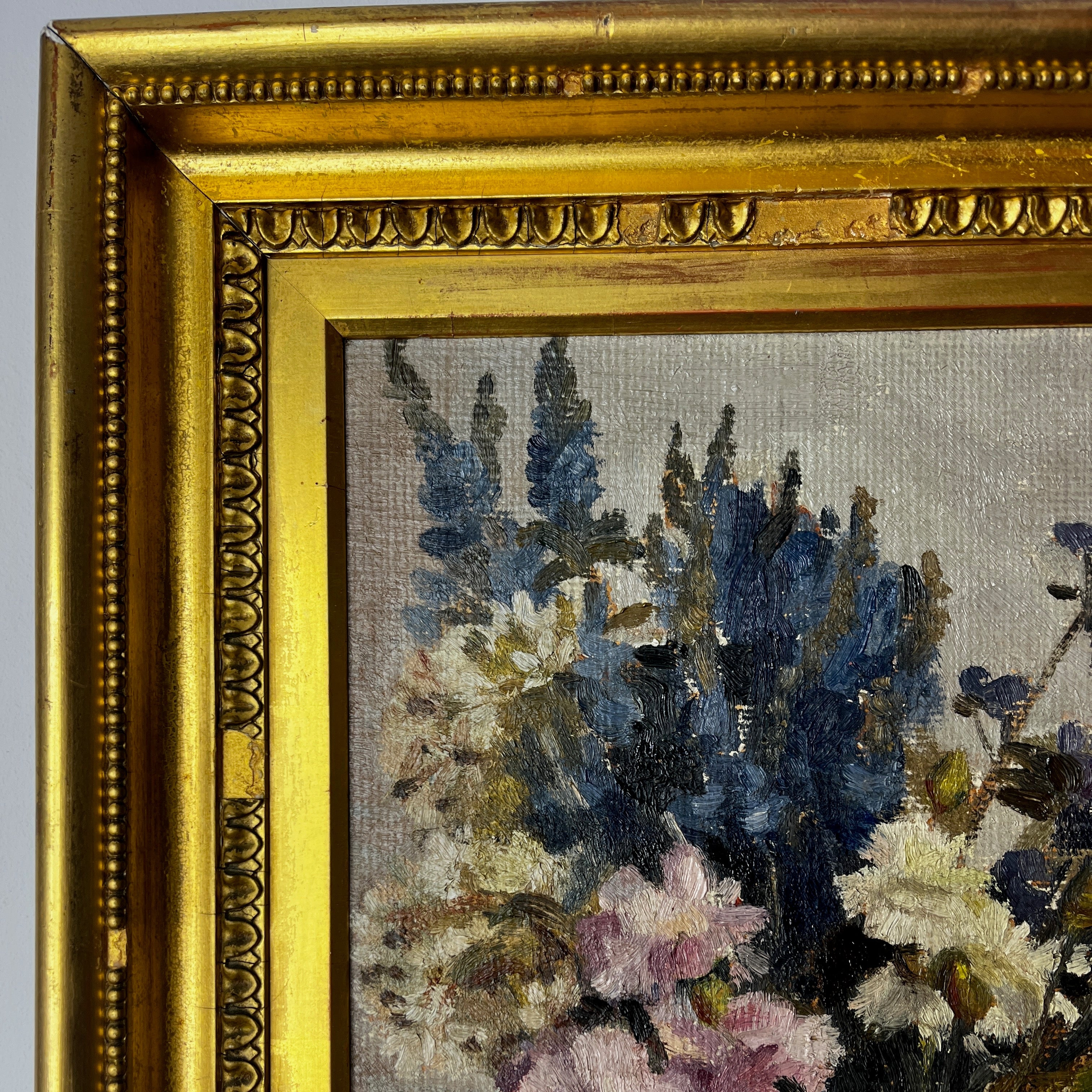 Vintage Oil on Canvas - Still Life Flowers in a Vase
