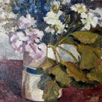 Vintage Oil on Canvas - Still Life Flowers in a Vase