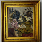 Vintage Oil on Canvas - Still Life Flowers in a Vase