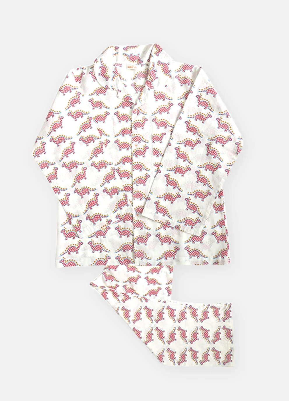 Boys Cotton Pyjamas in Red Dinosaur Print