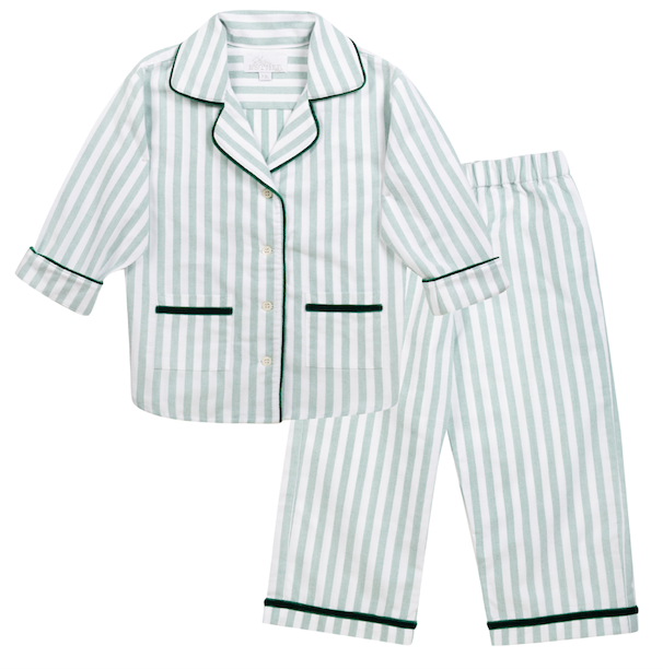Green Stripe Brushed Cotton Children's Pyjamas