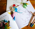 Colouring book with feathers