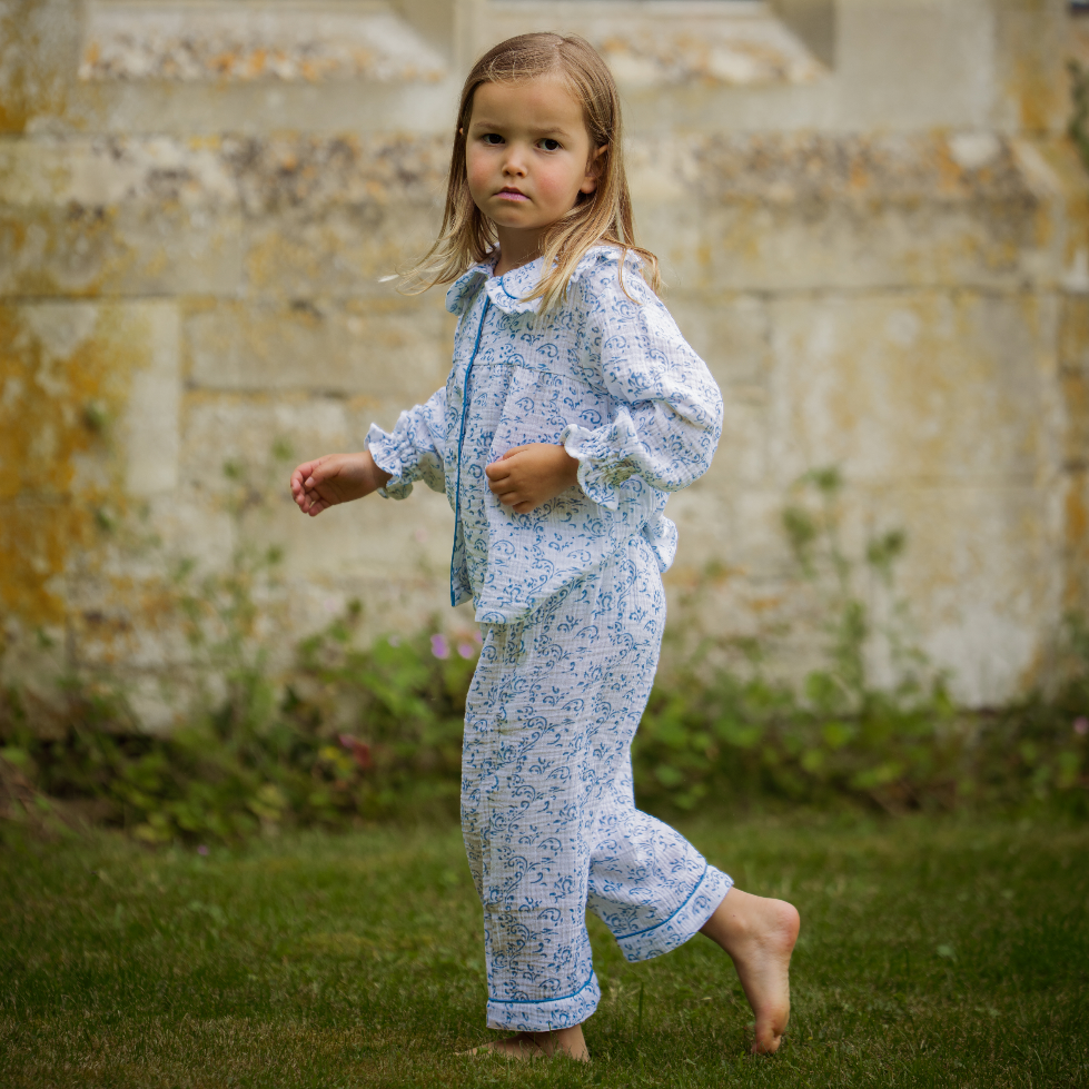 Blue Paisley Organic Muslin Pyjamas