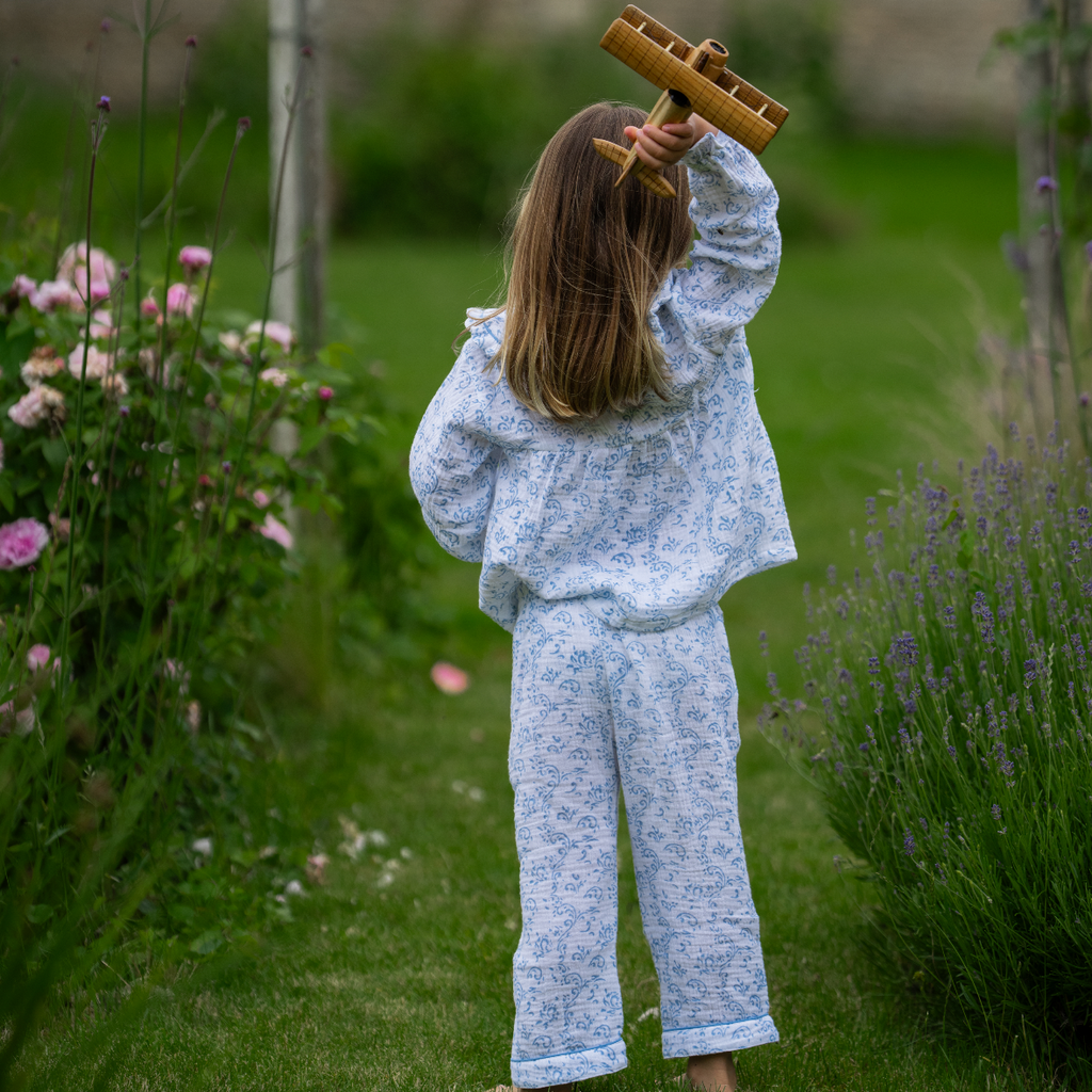 Blue Paisley Organic Muslin Pyjamas
