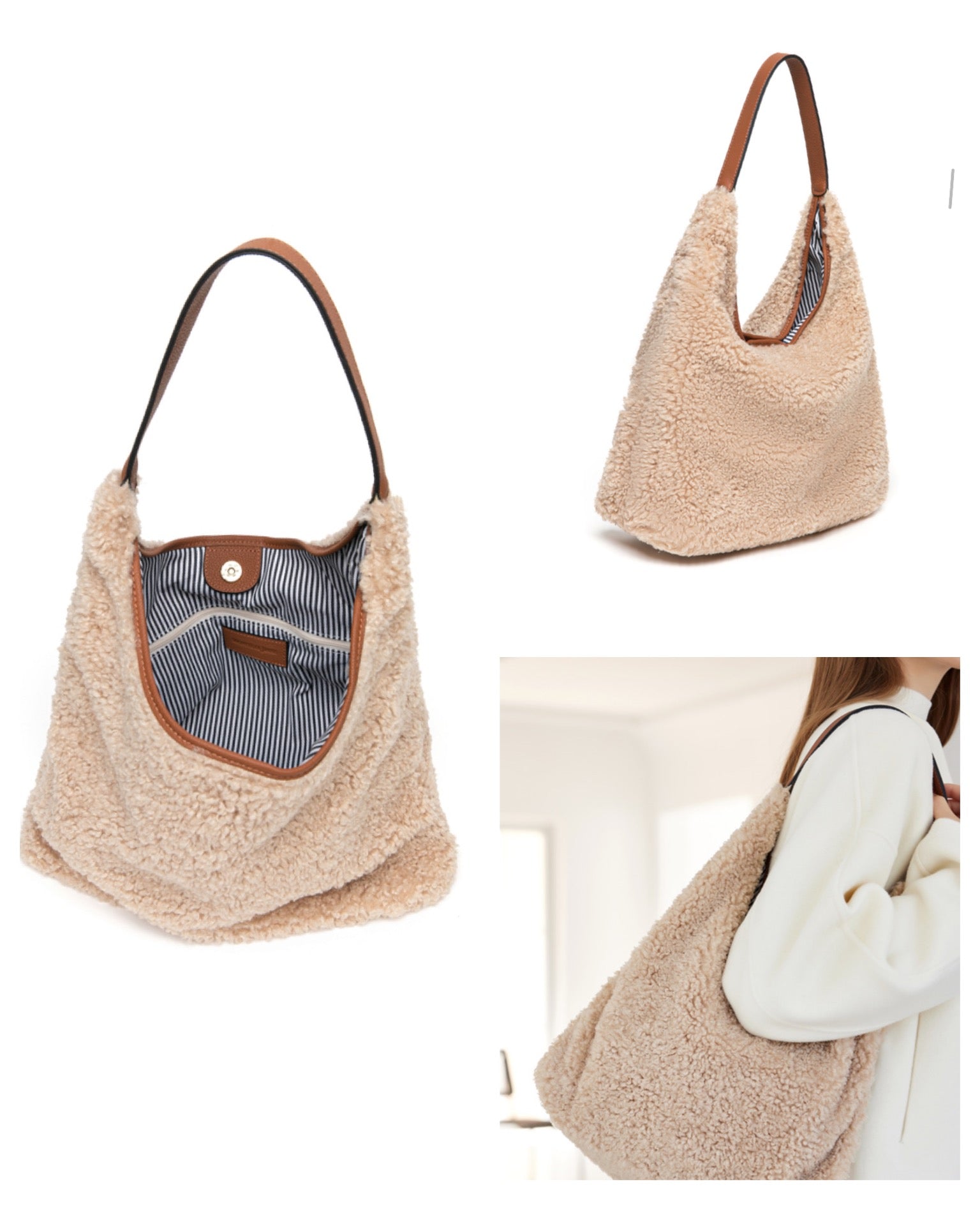 Shearling tote bag