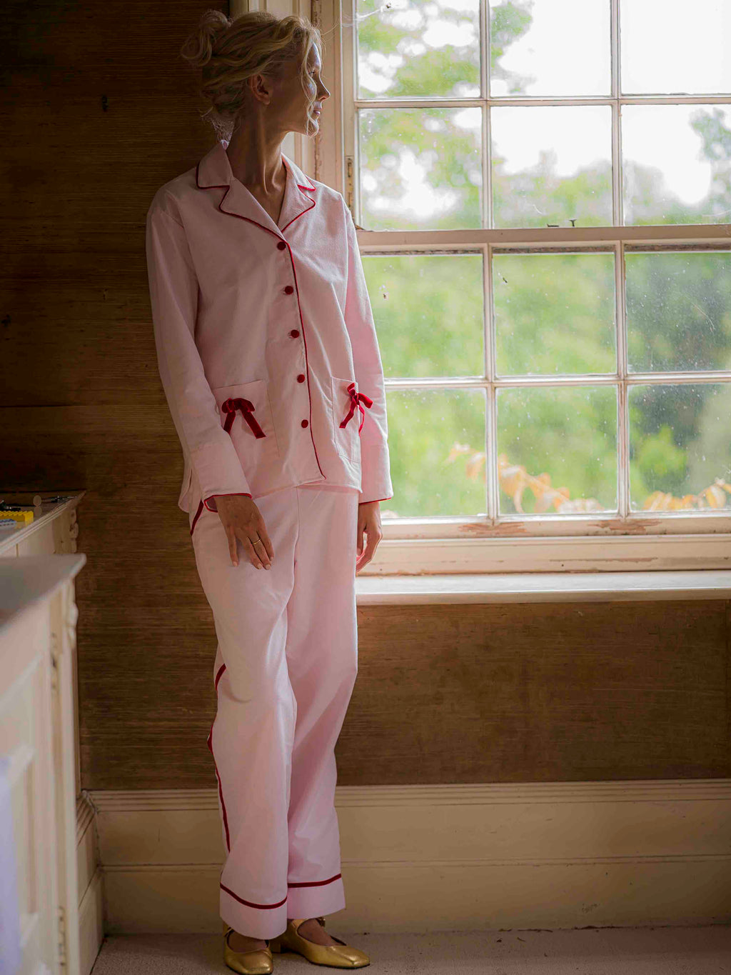 Sian Esther X Gail Jones Pink Bow Velvet Pyjamas