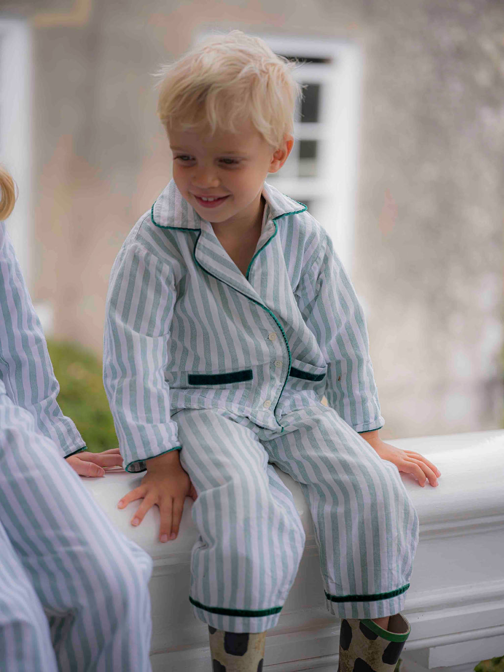 Green Stripe Brushed Cotton Children's Pyjamas