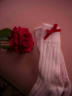 Pink Alpaca Bedsocks Red Bows