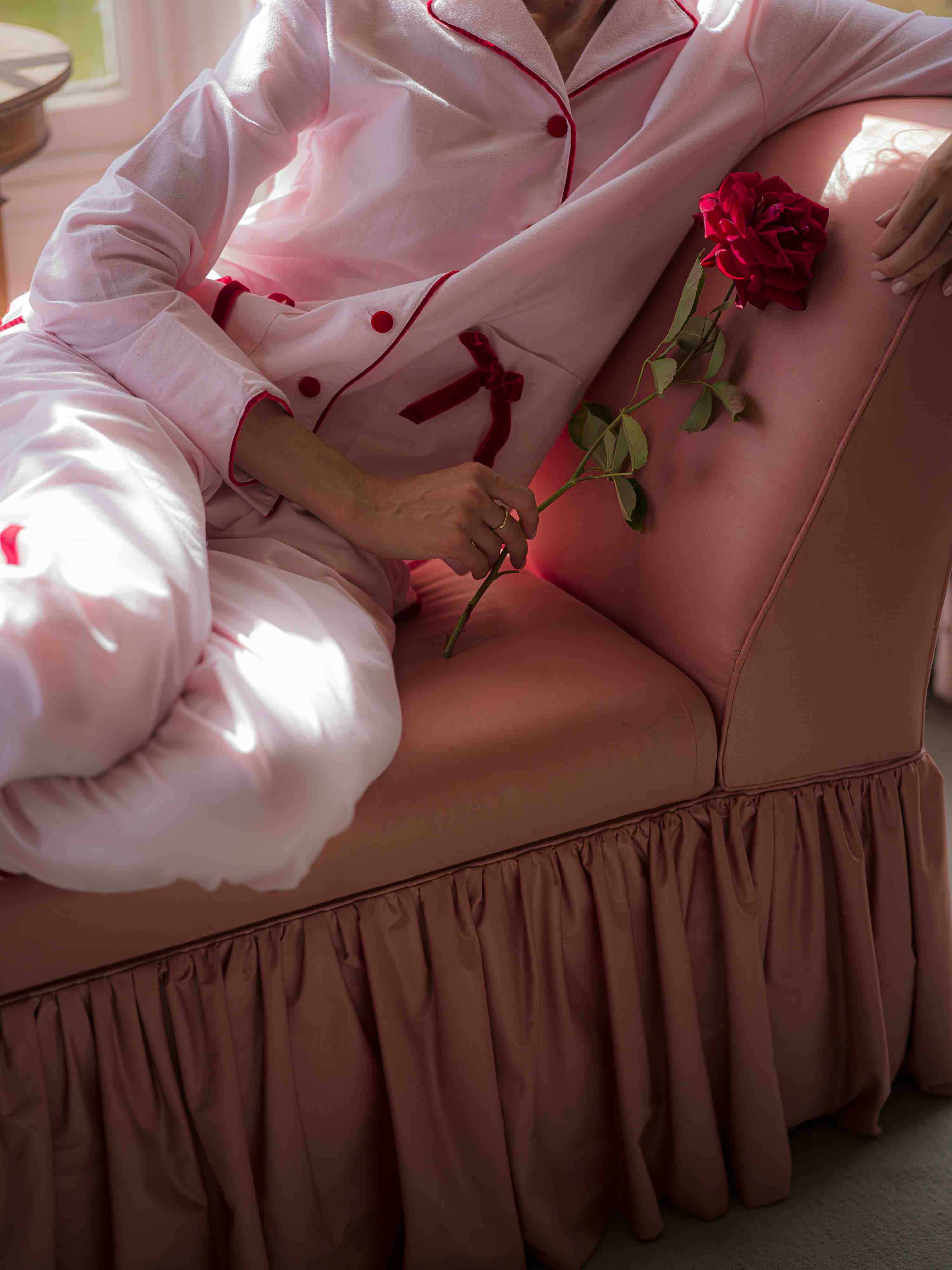 Sian Esther X Gail Jones Pink Bow Velvet Pyjamas