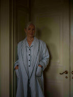 Green Striped Brushed Cotton Robe