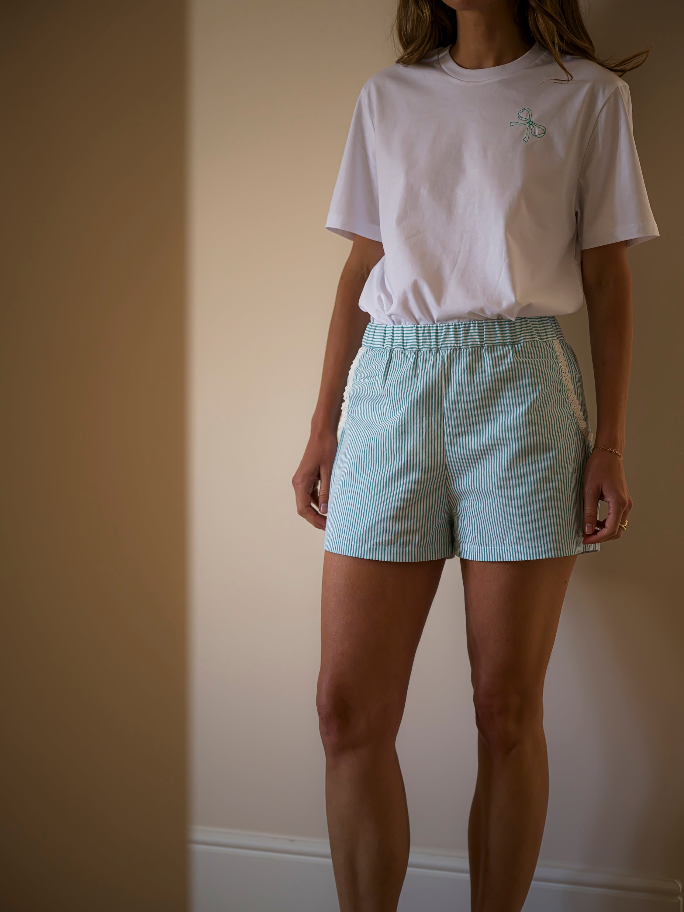 The Green Stripe Seersucker Resort Shorts