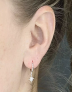 Silver CZ Star Charm Huggie Earrings