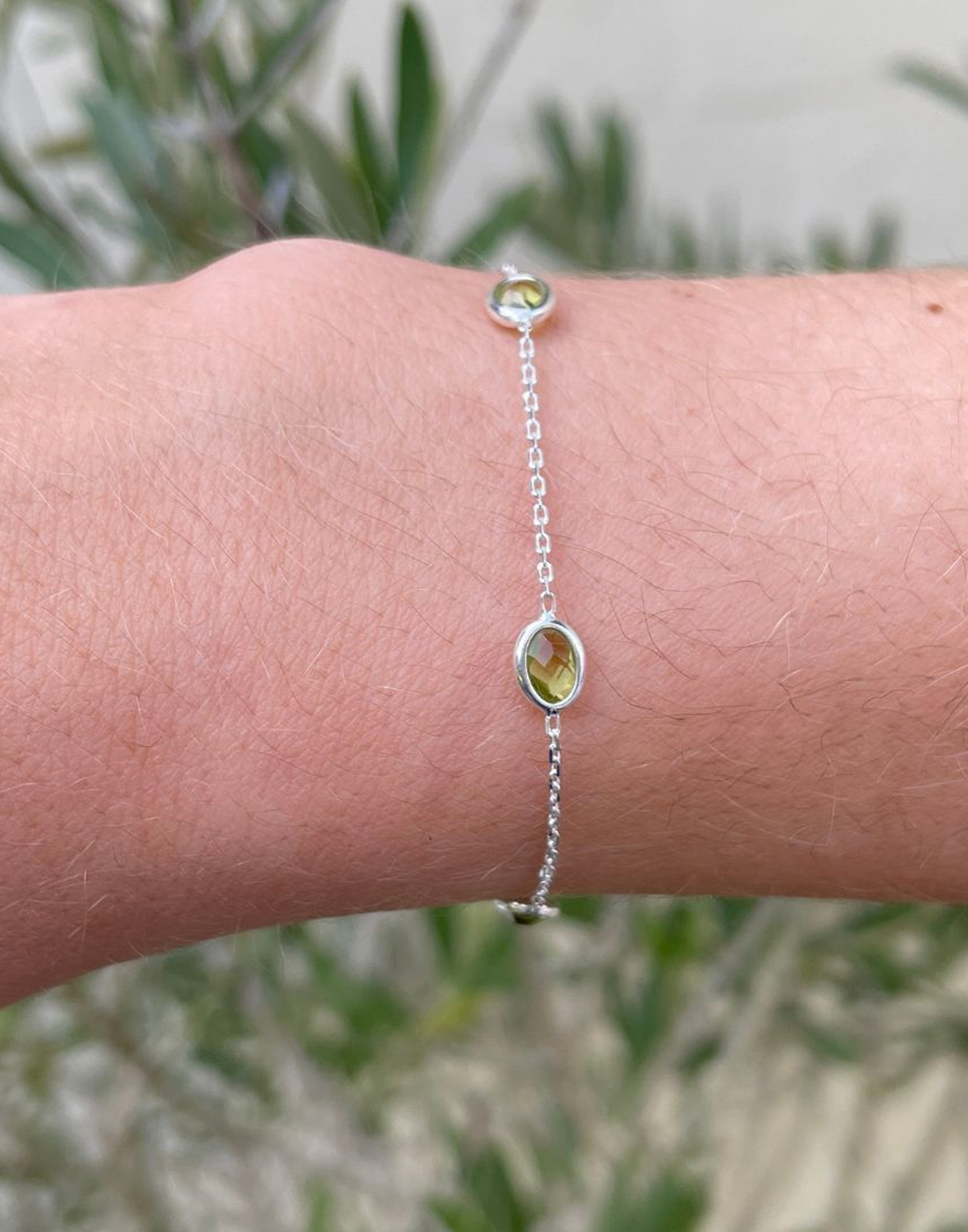 Silver Peridot Bracelet