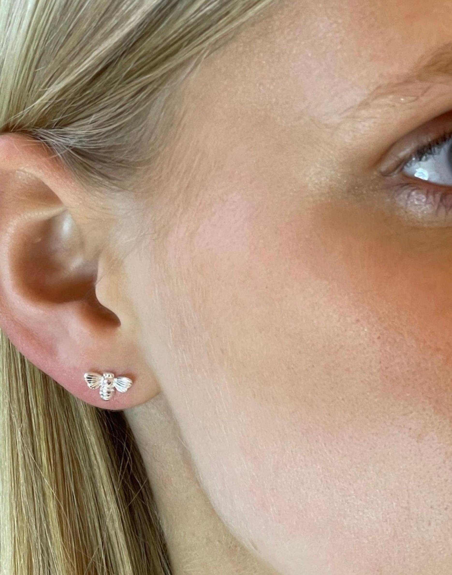 Silver Bee Stud Earrings