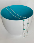 Silver Light Turquoise Enamel Necklace