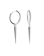 Silver Long Cone Huggie Earrings
