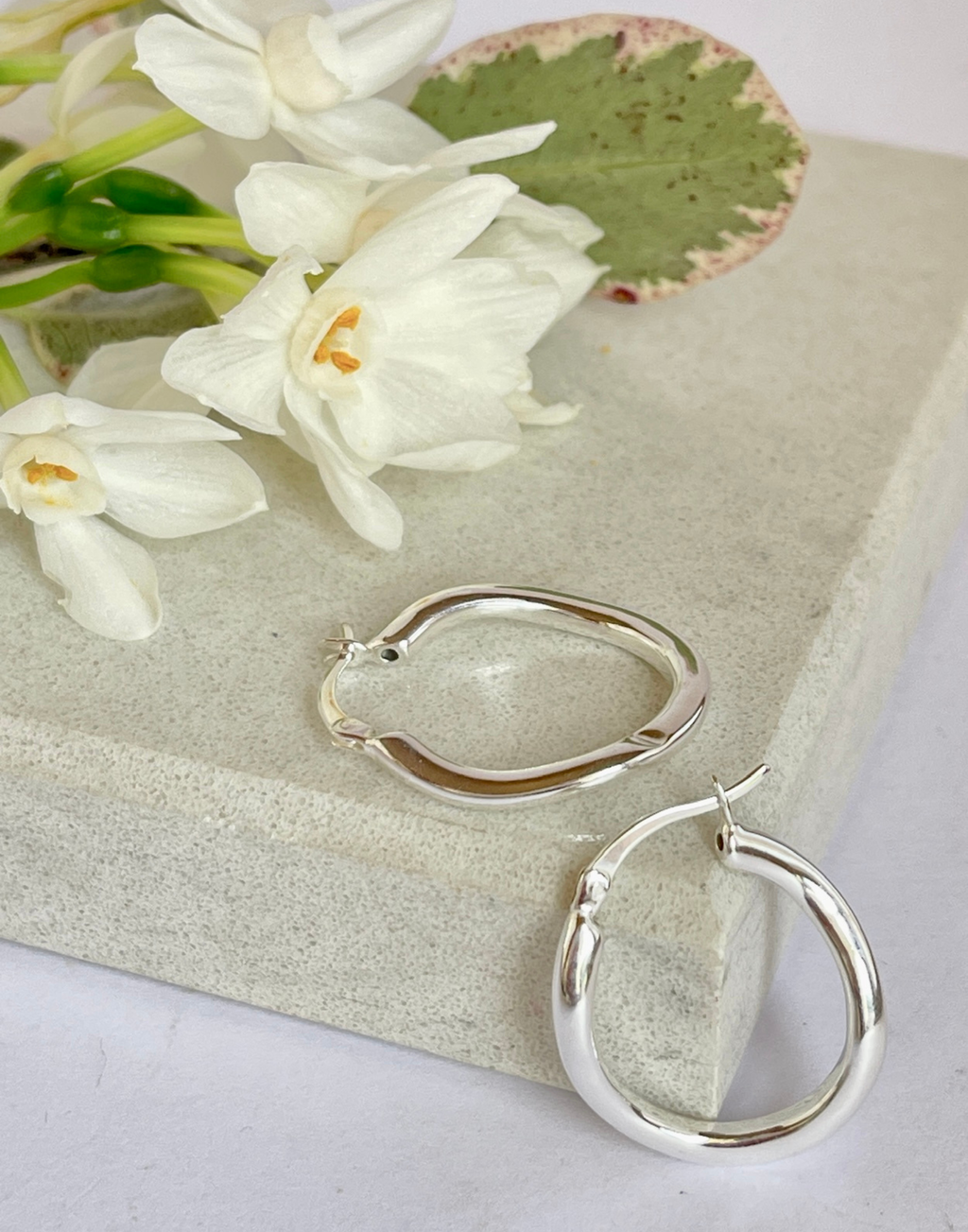 Silver Molten Organic Hoop Earrings