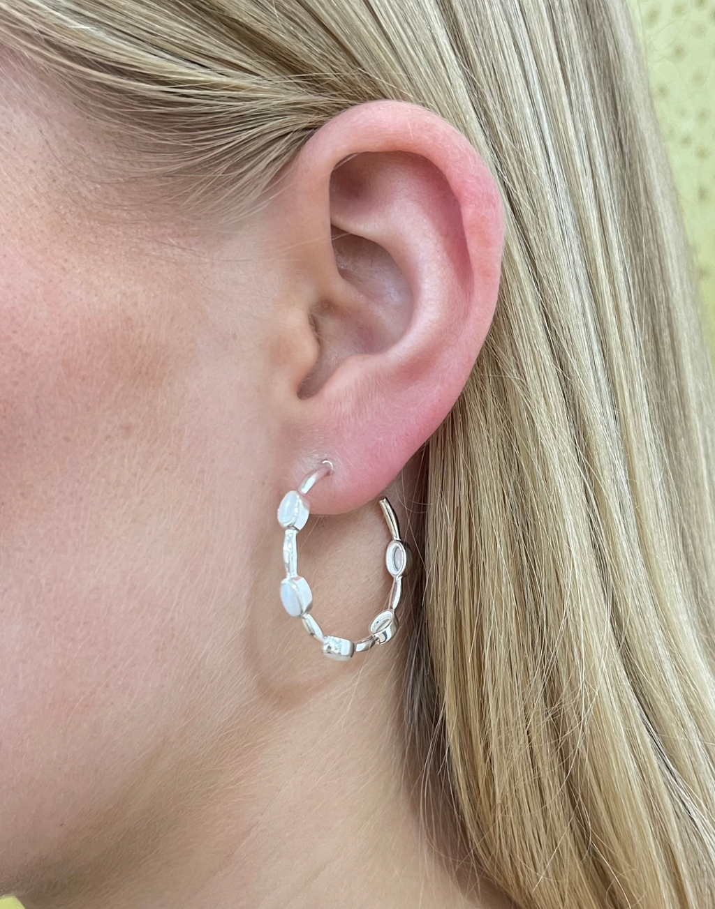 Silver Pearl Hoops