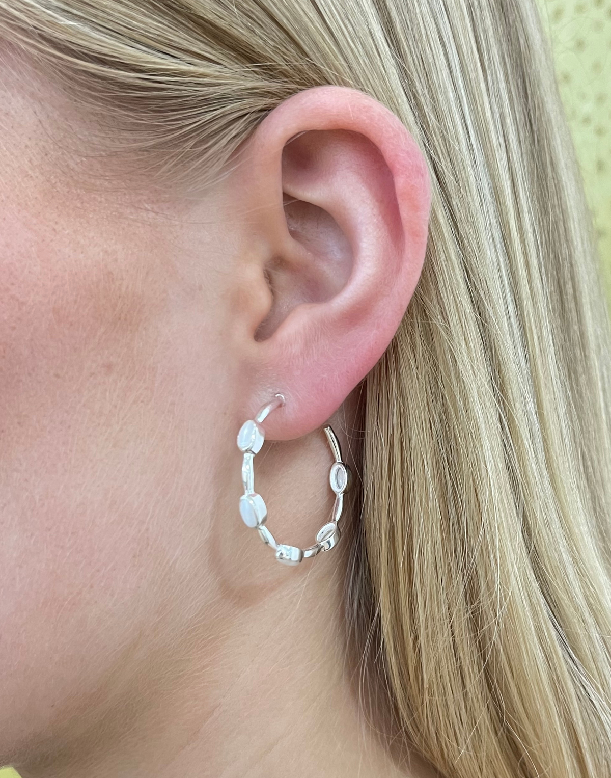Silver Pearl Hoops