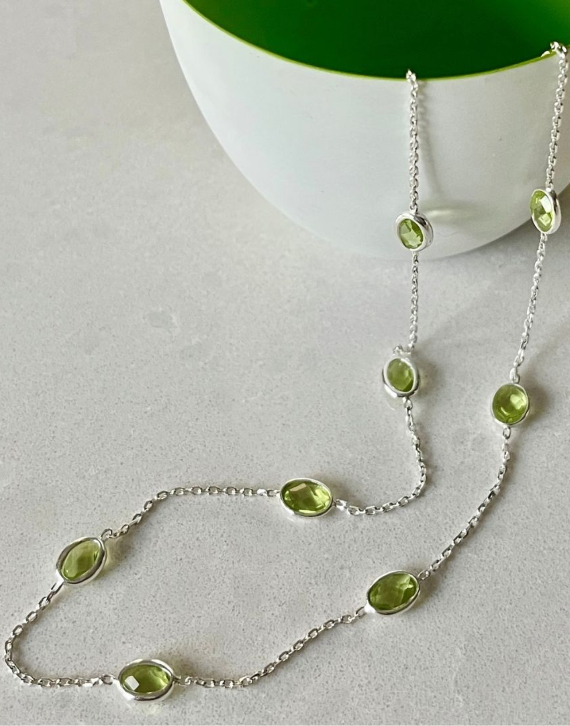 Silver Peridot Necklace