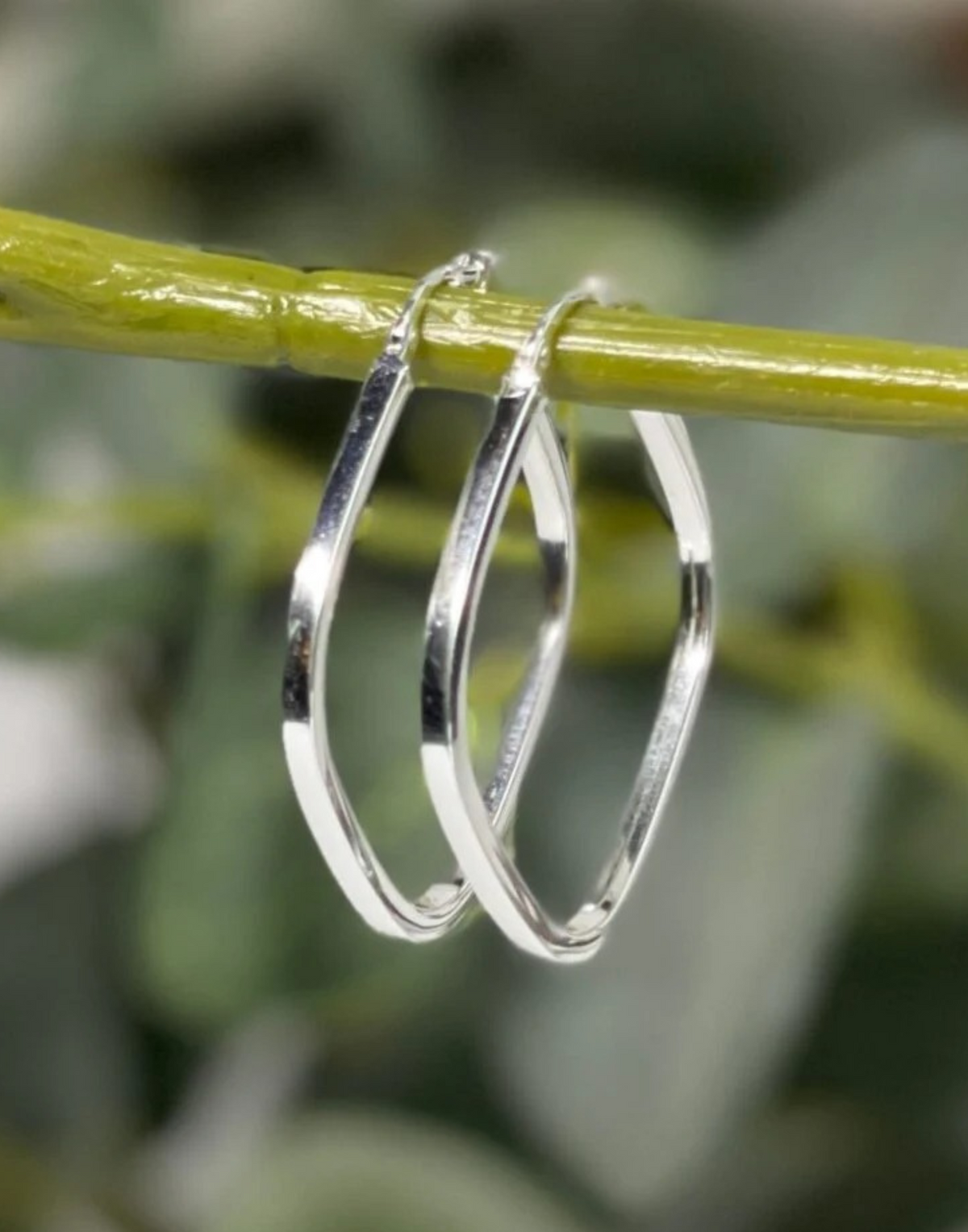 Silver Square Hoop Earrings